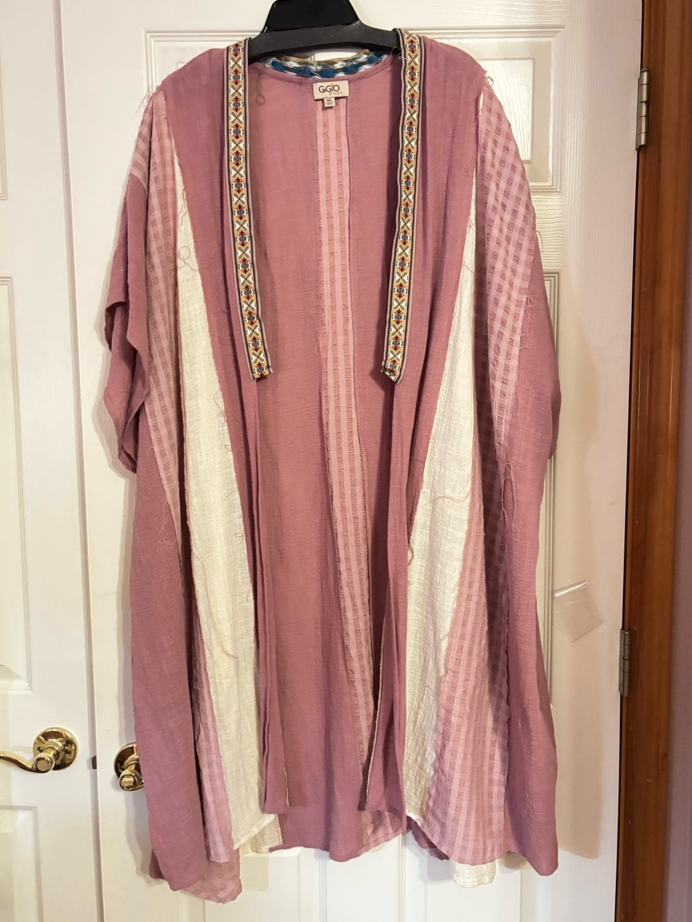 GiGio Open Front Patchwork Kimono/Duster/Cardigan Lightweight, Mauve color 1X
